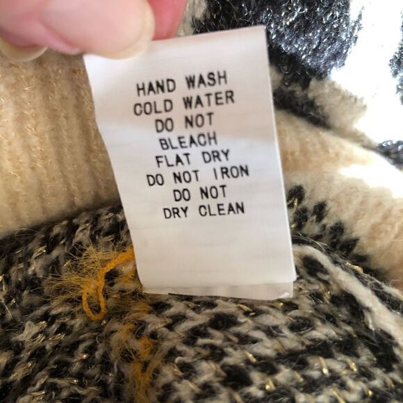 NEW ANDTHEWHY Cream, Black, and Gold Crew Neck Sweater NWT - Picture 9 of 14